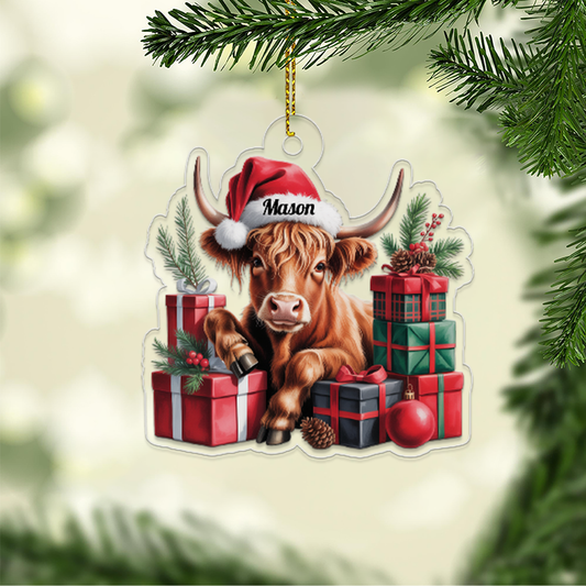 Custom Name Xmas Highland Cow