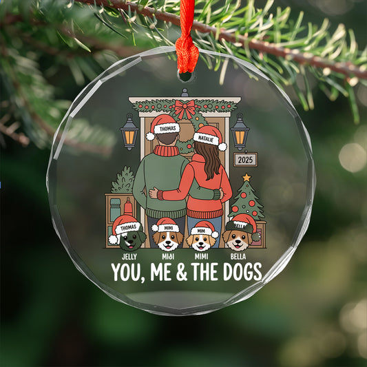 Personalized Farmhouse Couple Christmas Ornament with Optional Pet Dog Cat2