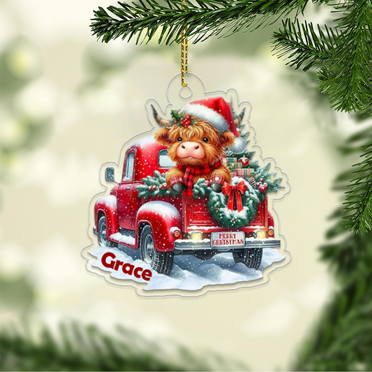 Custom Name Highland Cow Farm Truck Car