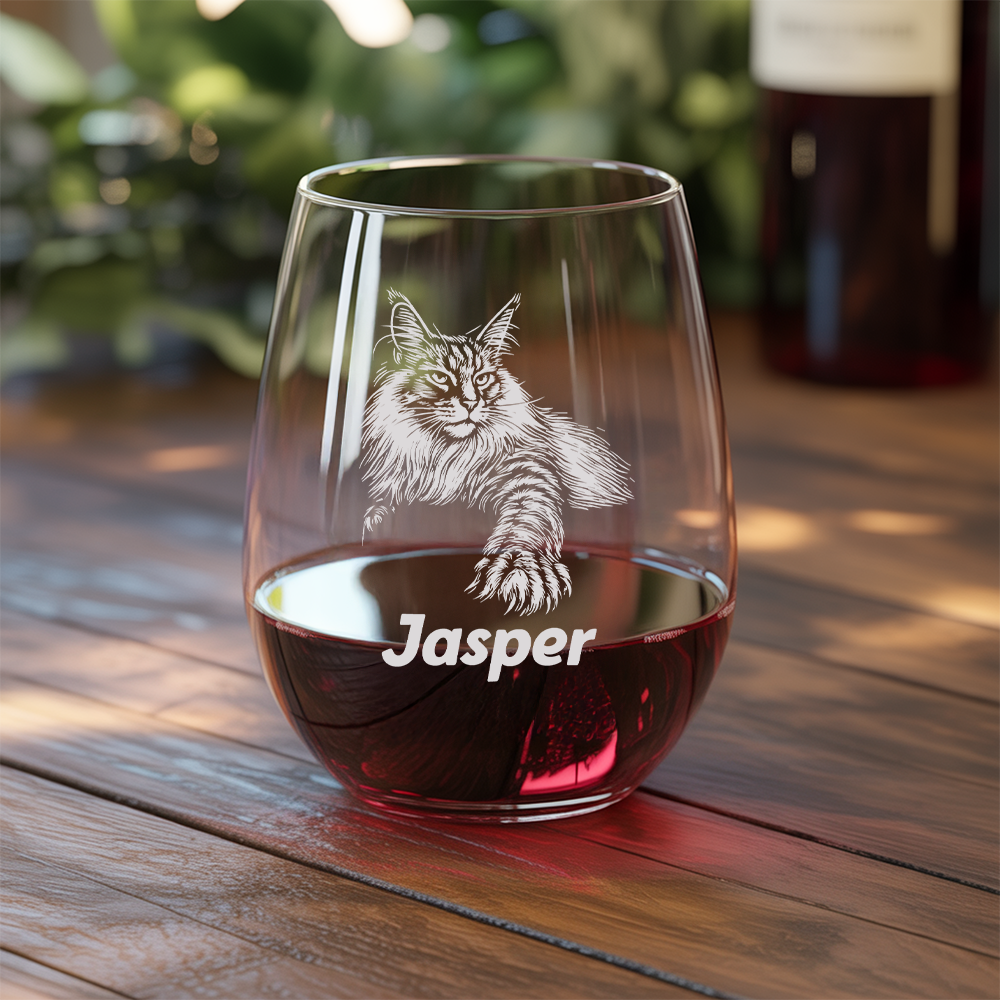 Custom Photo Cat Stemless Wine Glass | Personalized Cat Photo | Gift for Cat Owners TNNGL09