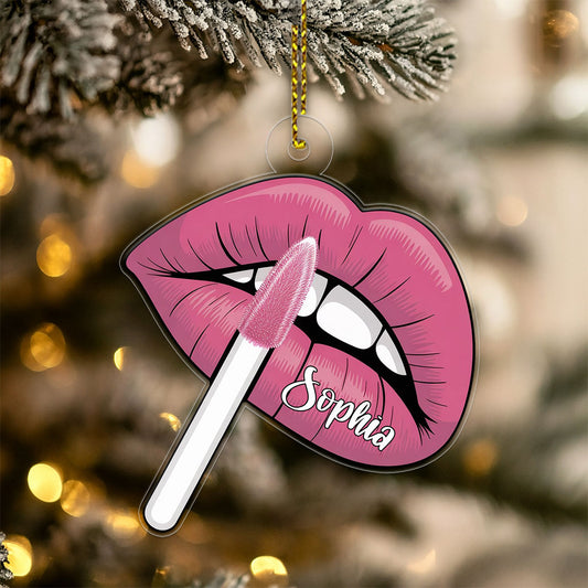 Personalized Sexy Lips Ornament, Custom Lipstick Lips Ornament, Funny Adult Gag Gift, Holiday Decoration, Sexy Girl Ornament