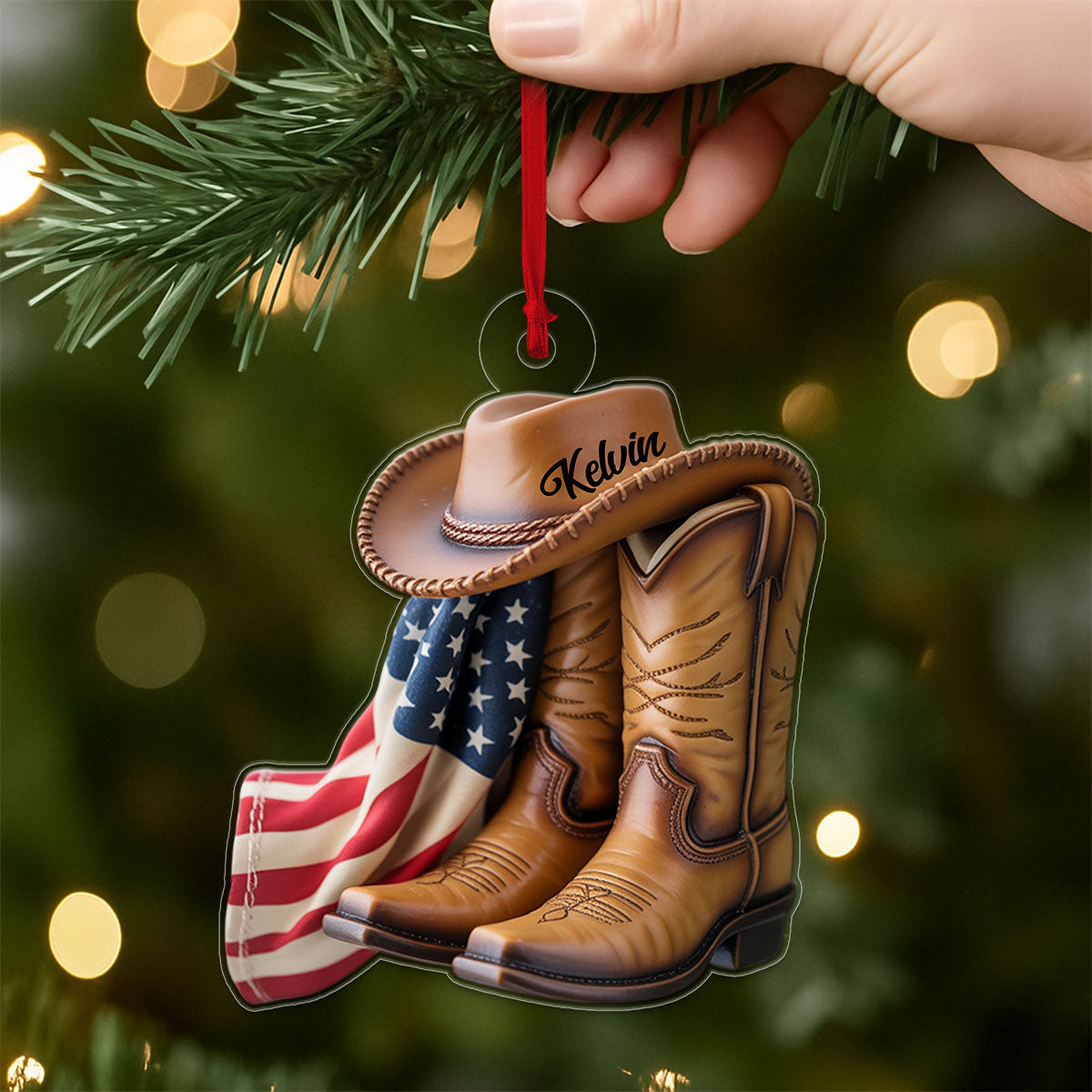 Custom Name Cowboy USA Flag