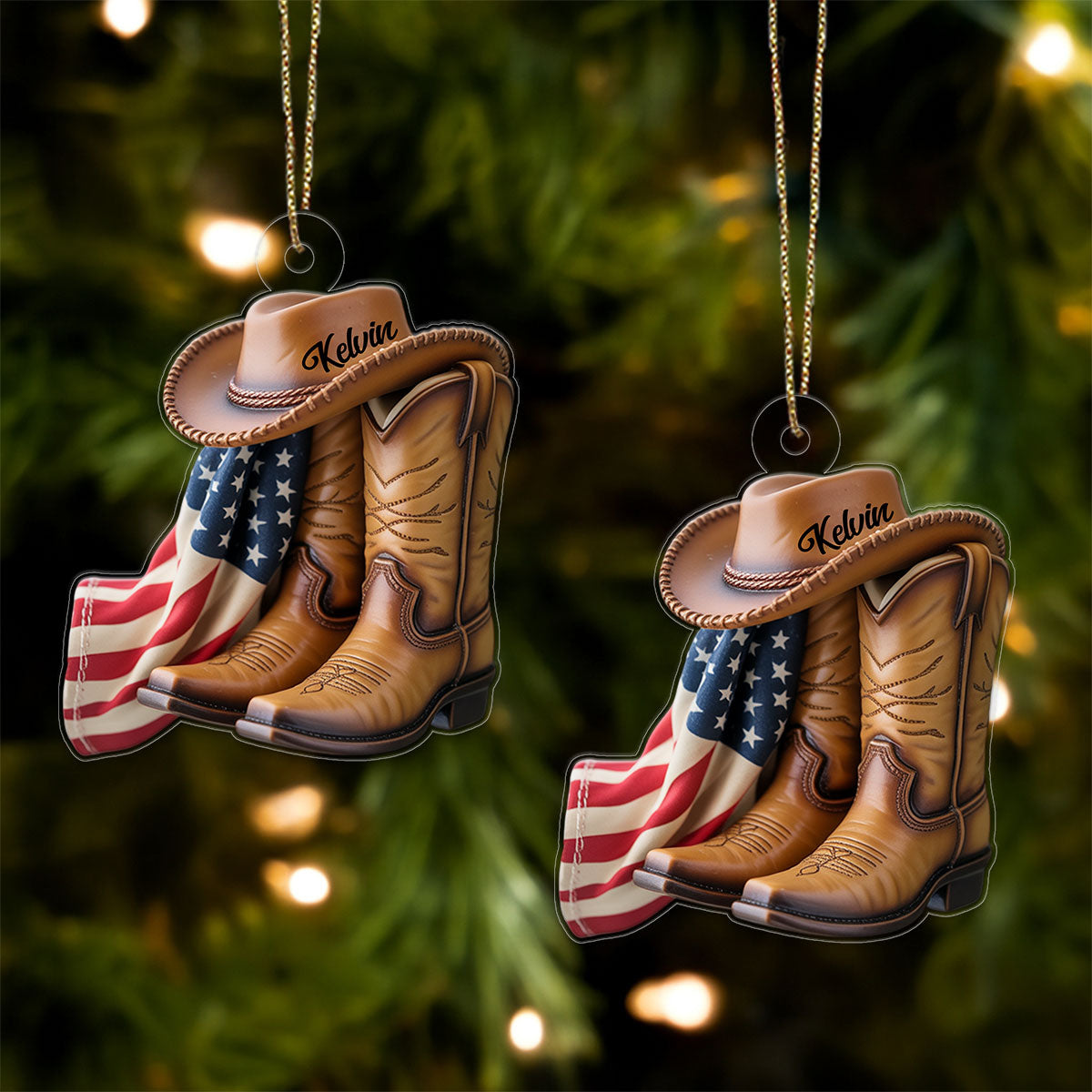 Custom Name Cowboy USA Flag