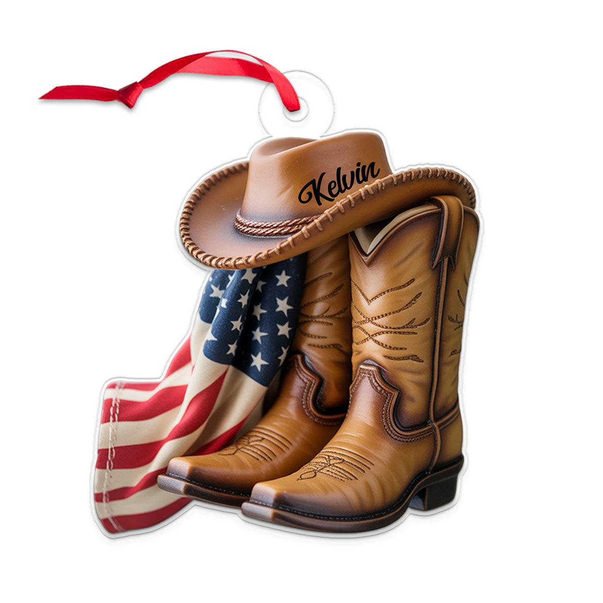 Custom Name Cowboy USA Flag