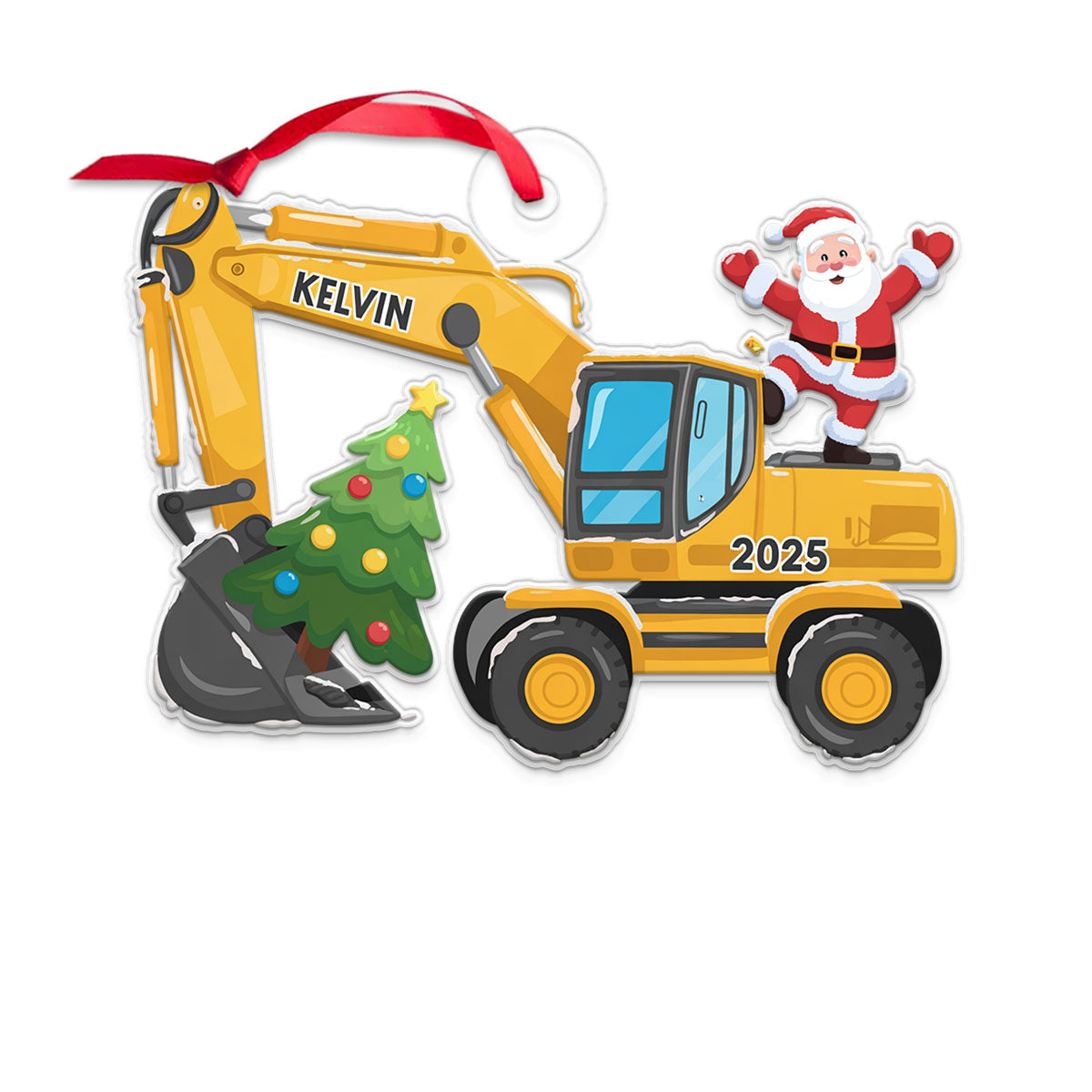 Custom Name Xmas Excavator Construction