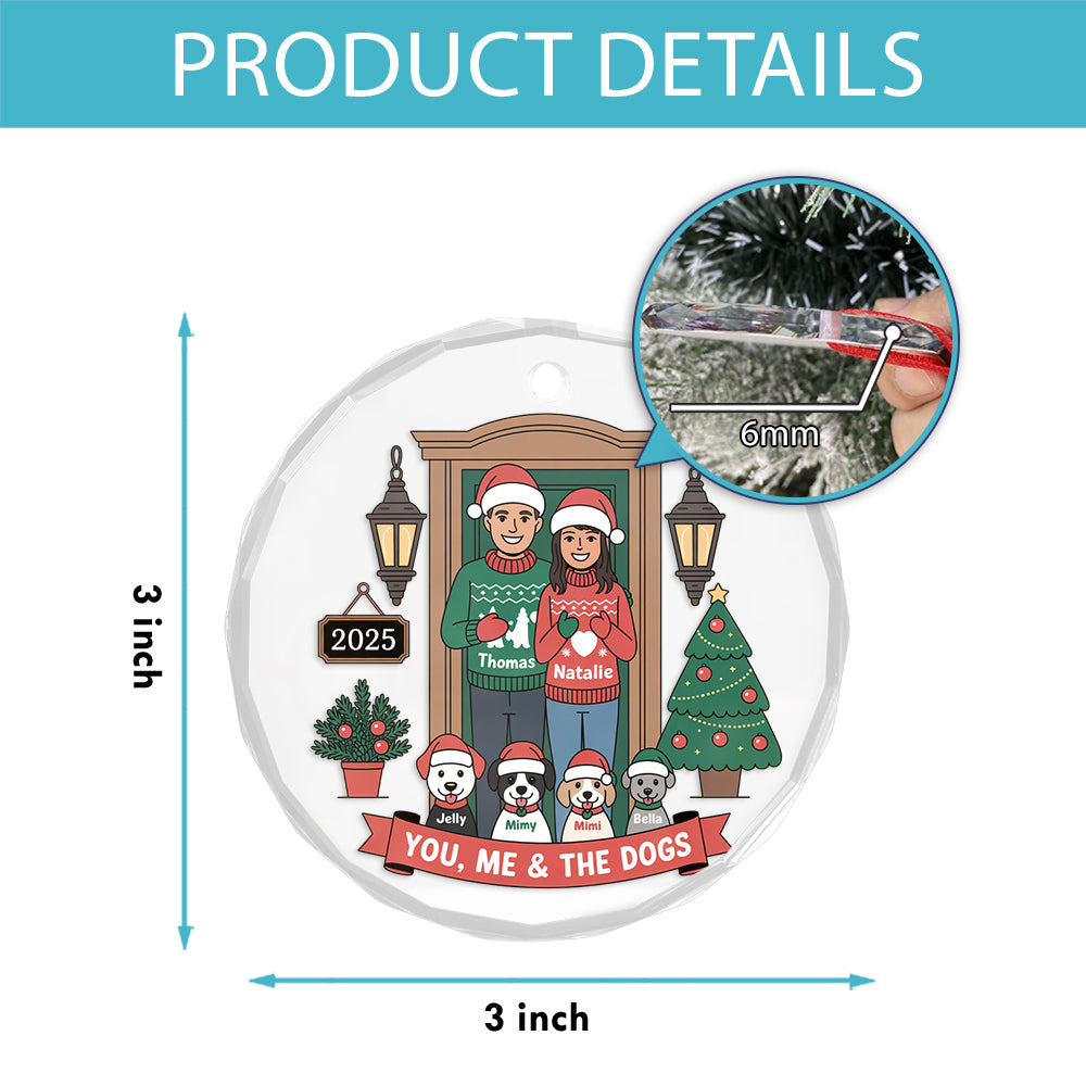 Personalized Farmhouse Couple Christmas Ornament with Optional Pet Dog Cat