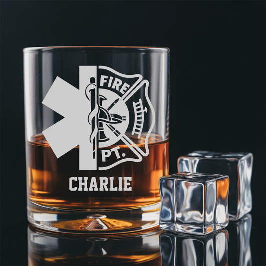 Personalized Firefighter Decanter With Whiskey Glasses Set, First Responder Gift, Firefighter Maltese Cross Decanter, Fireman Gift TNN020