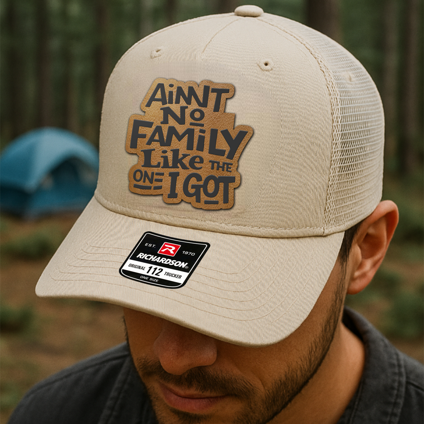 Family Trucker Hat – “Ain’t No Family Like the One I Got” Rustic Patch Cap for Reunions & Everyday Wear VHA163