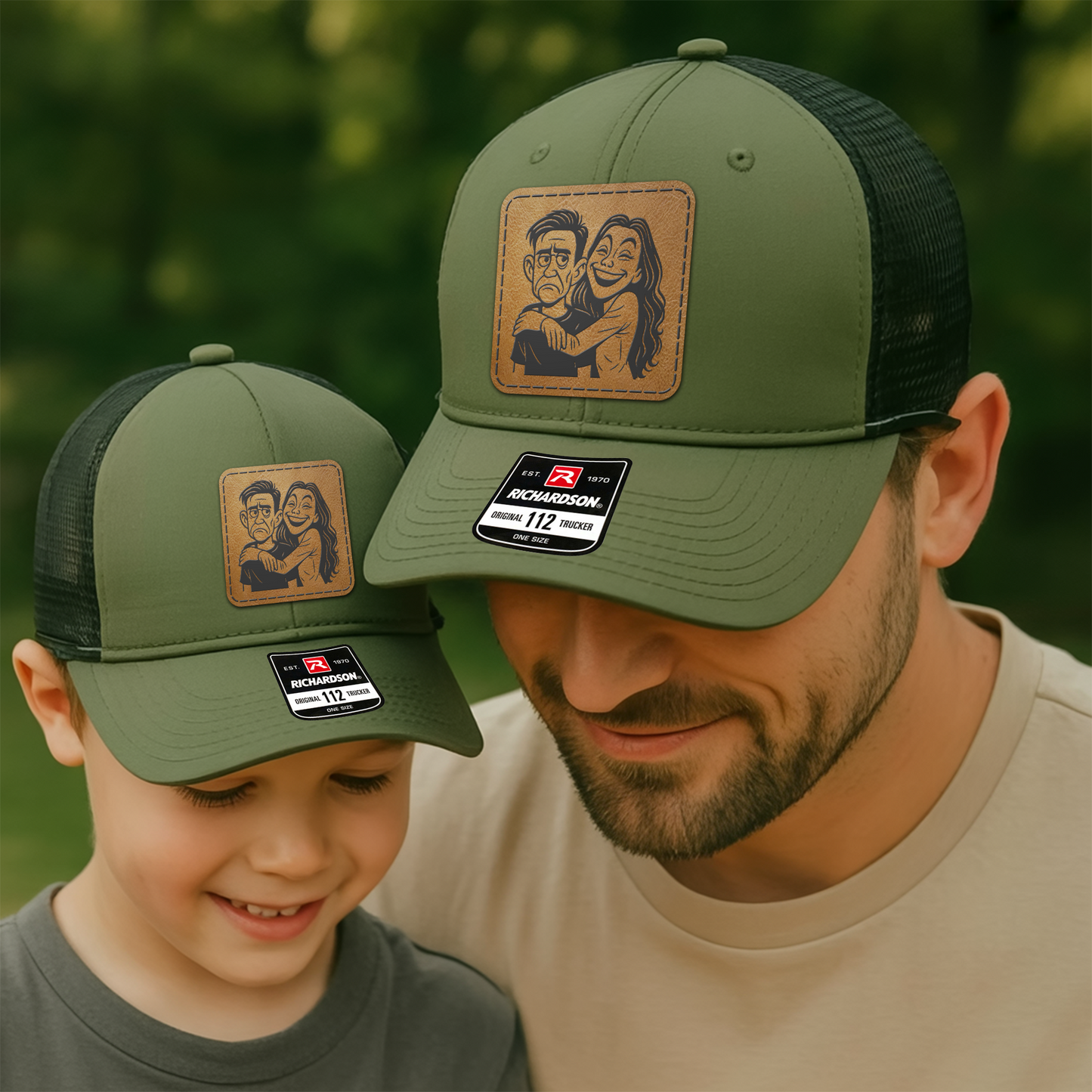 Custom Family Trucker Hat – Personalized Cartoon Portrait Hat from Photo | Couple or Family Gift VHA163