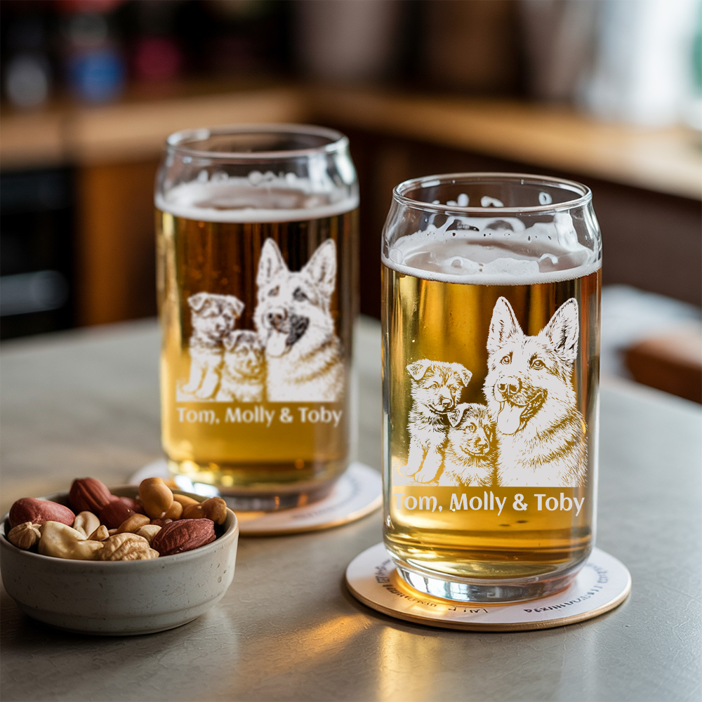 Custom Photo Pet Memorial Beer Glasses | Personalized Pet Photo Beer Can Glasses | Gift For Pet Lover TNNGL32