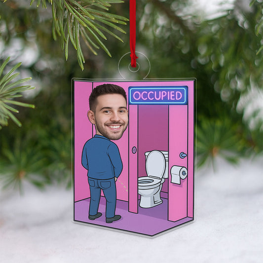 Personalized Toilet Ornament with Custom Photo, Funny Man in Toilet Christmas Decoration, Adult Humor Gag Gift, Quirky Holiday Keepsake
