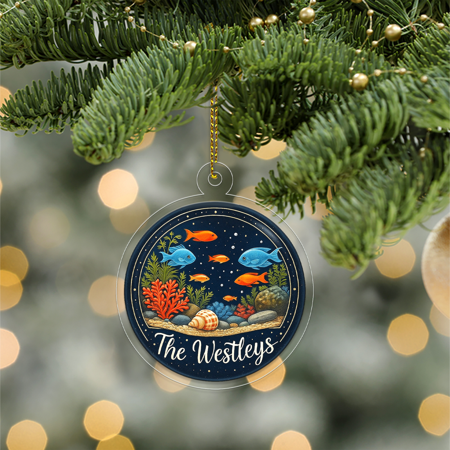 Personalized Dark Ocean Christmas Ornament, Personalized Under the Sea Ocean Ornaments, Holiday Gift, Marine Gift