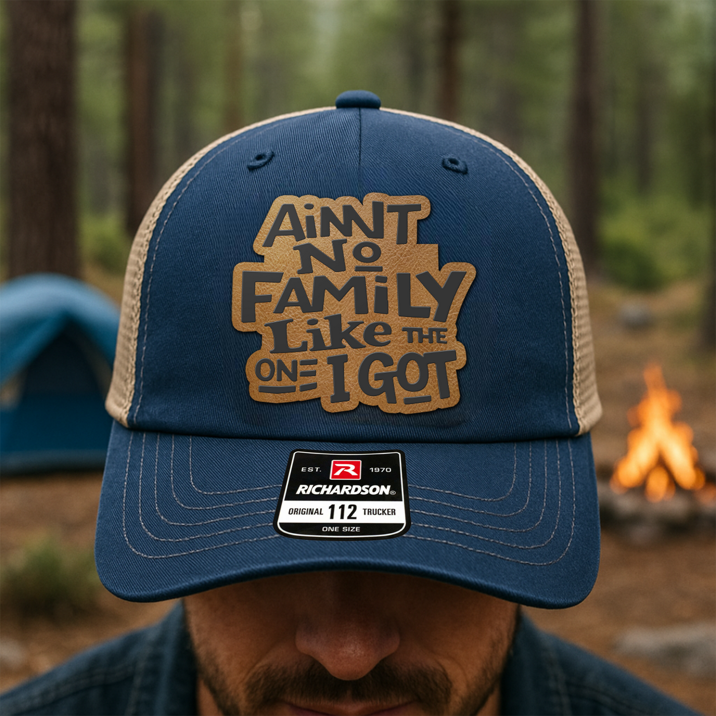 Family Trucker Hat – “Ain’t No Family Like the One I Got” Rustic Patch Cap for Reunions & Everyday Wear VHA163