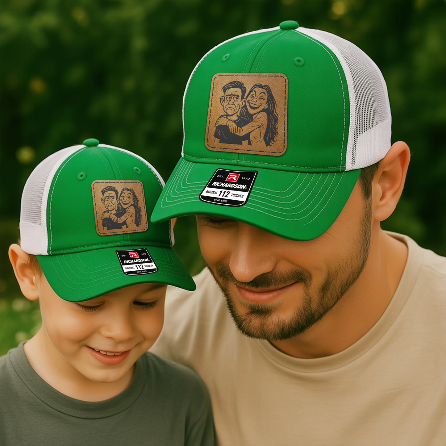 Custom Family Trucker Hat – Personalized Cartoon Portrait Hat from Photo | Couple or Family Gift VHA163