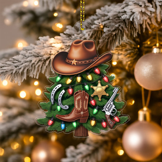 Personalized Cowboy Christmas Tree Acrylic Ornament Christmas Gifts