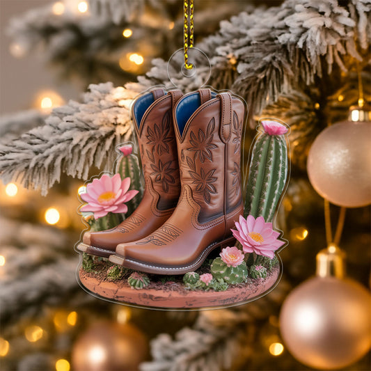 Acrylic Ornament Blooming Western Charm Cowboy Boot copy Acrylic Ornament Christmas Gift