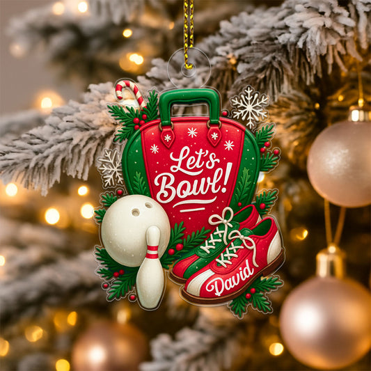 Custom Name Bowling Lover Xmas Acrylic Ornament Christmas Gift
