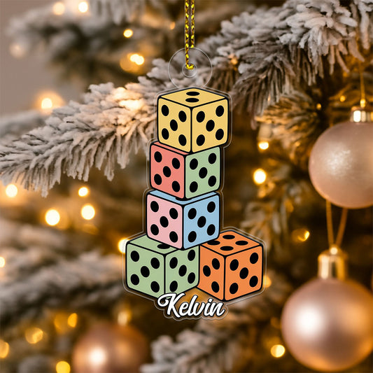Personalized Dices Ornament, Custom Casino Christmas Ornament, Board Game Lover Gift, Holiday Gaming Decoration, Unique Xmas Keepsake