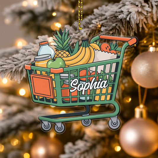 Personalized Shopping Cart Ornament, Custom Funny Christmas Ornament, Shopaholic Holiday Gift, Quirky Decoration, Unique Xmas Keepsake
