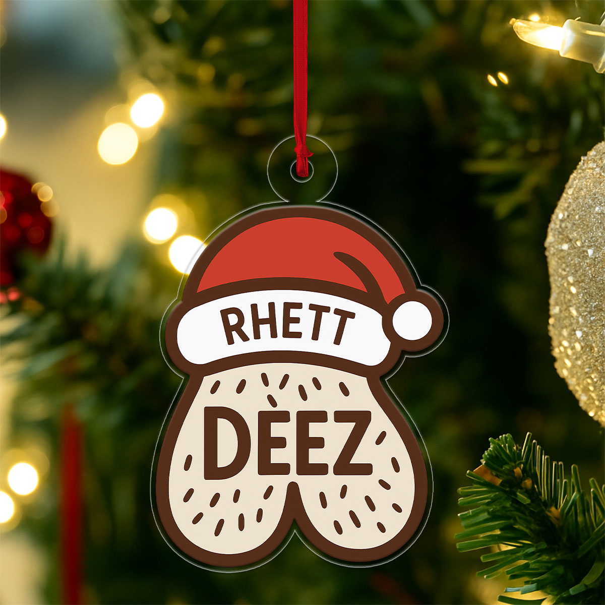 Personalized Funny Deez Nuts Ornament, Custom Gag Christmas Ornament, Adult Humor Ornament, Holiday Joke Decoration, Meme Gift for Friends