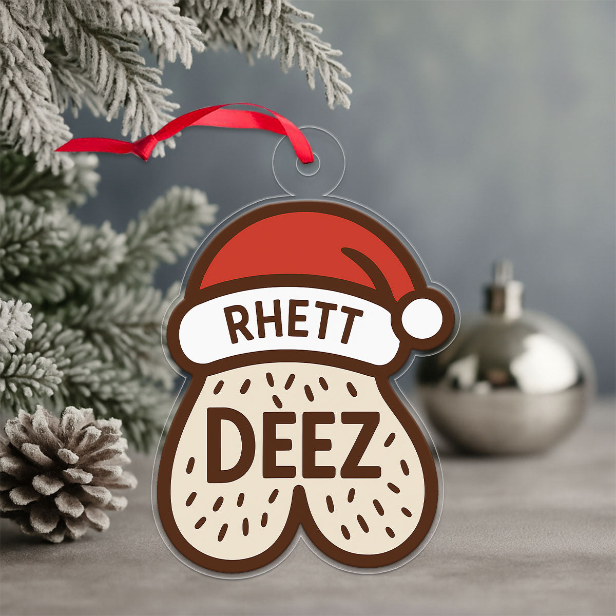 Personalized Funny Deez Nuts Ornament, Custom Gag Christmas Ornament, Adult Humor Ornament, Holiday Joke Decoration, Meme Gift for Friends