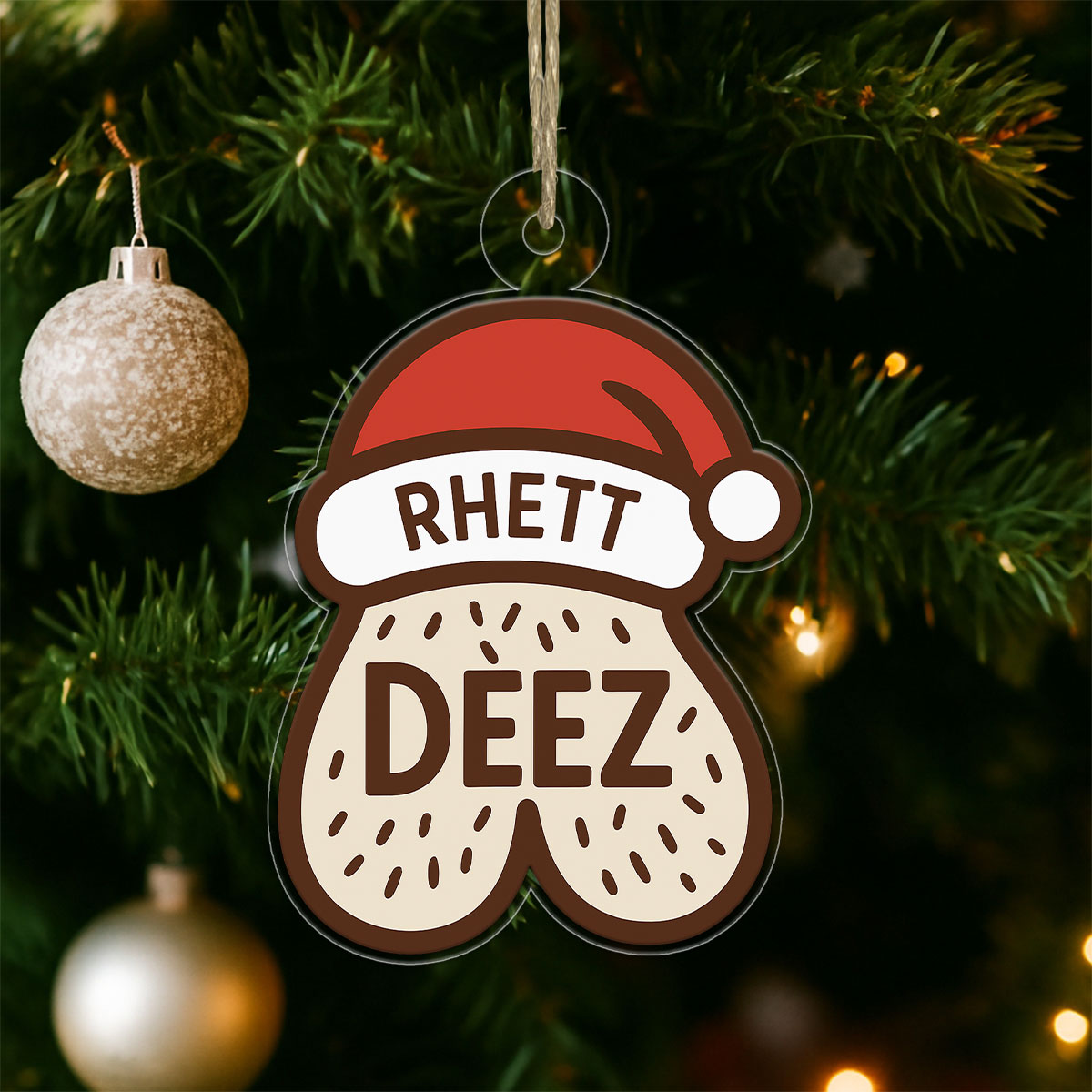 Personalized Funny Deez Nuts Ornament, Custom Gag Christmas Ornament, Adult Humor Ornament, Holiday Joke Decoration, Meme Gift for Friends