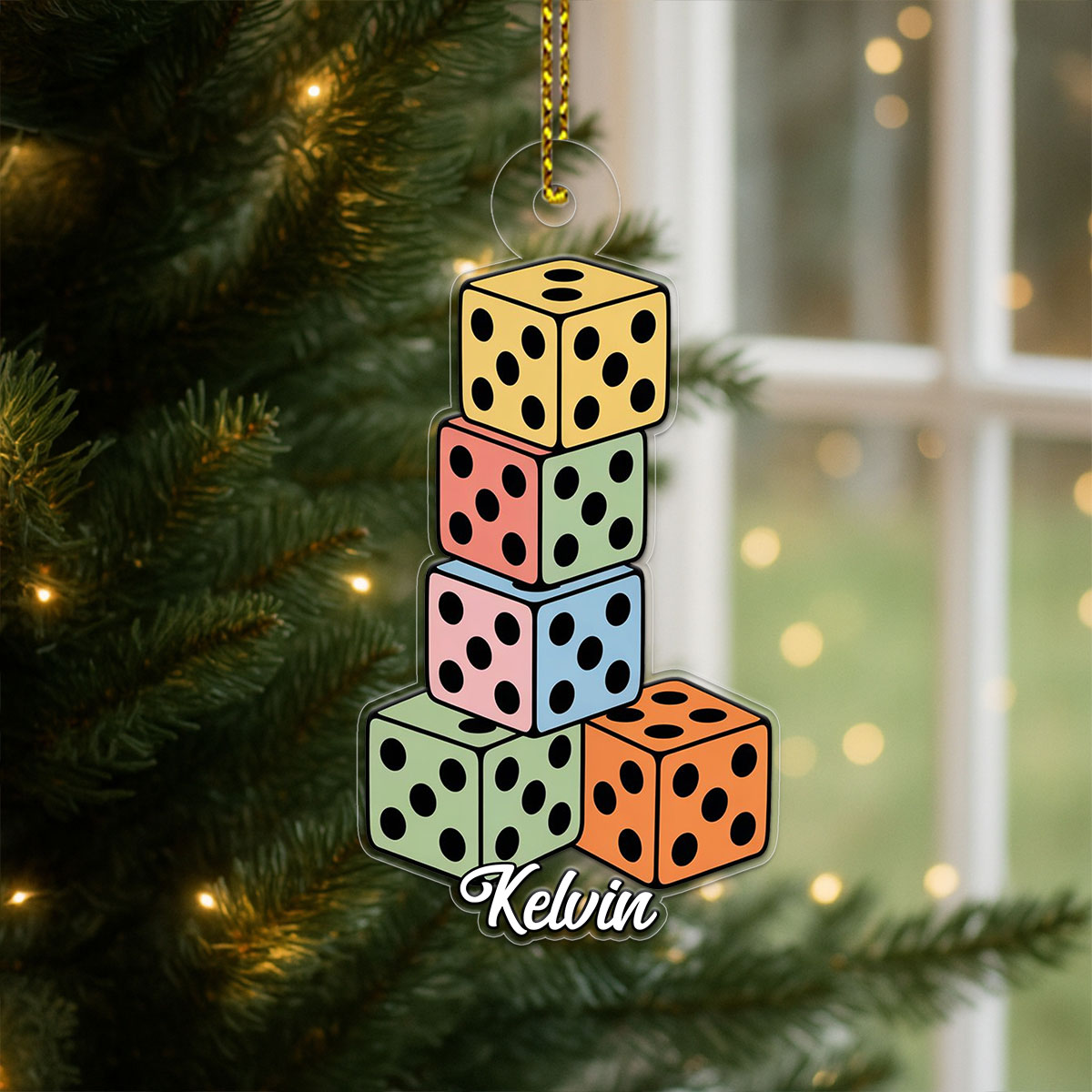 Personalized Dices Ornament, Custom Casino Christmas Ornament, Board Game Lover Gift, Holiday Gaming Decoration, Unique Xmas Keepsake