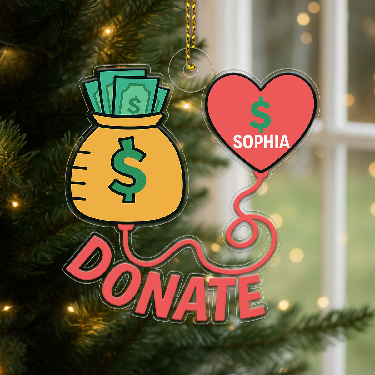 Personalized Donate Money Ornament, Custom Funny Christmas Ornament, Charity Gift Ornament, Holiday Humor Decoration, Unique Keepsake