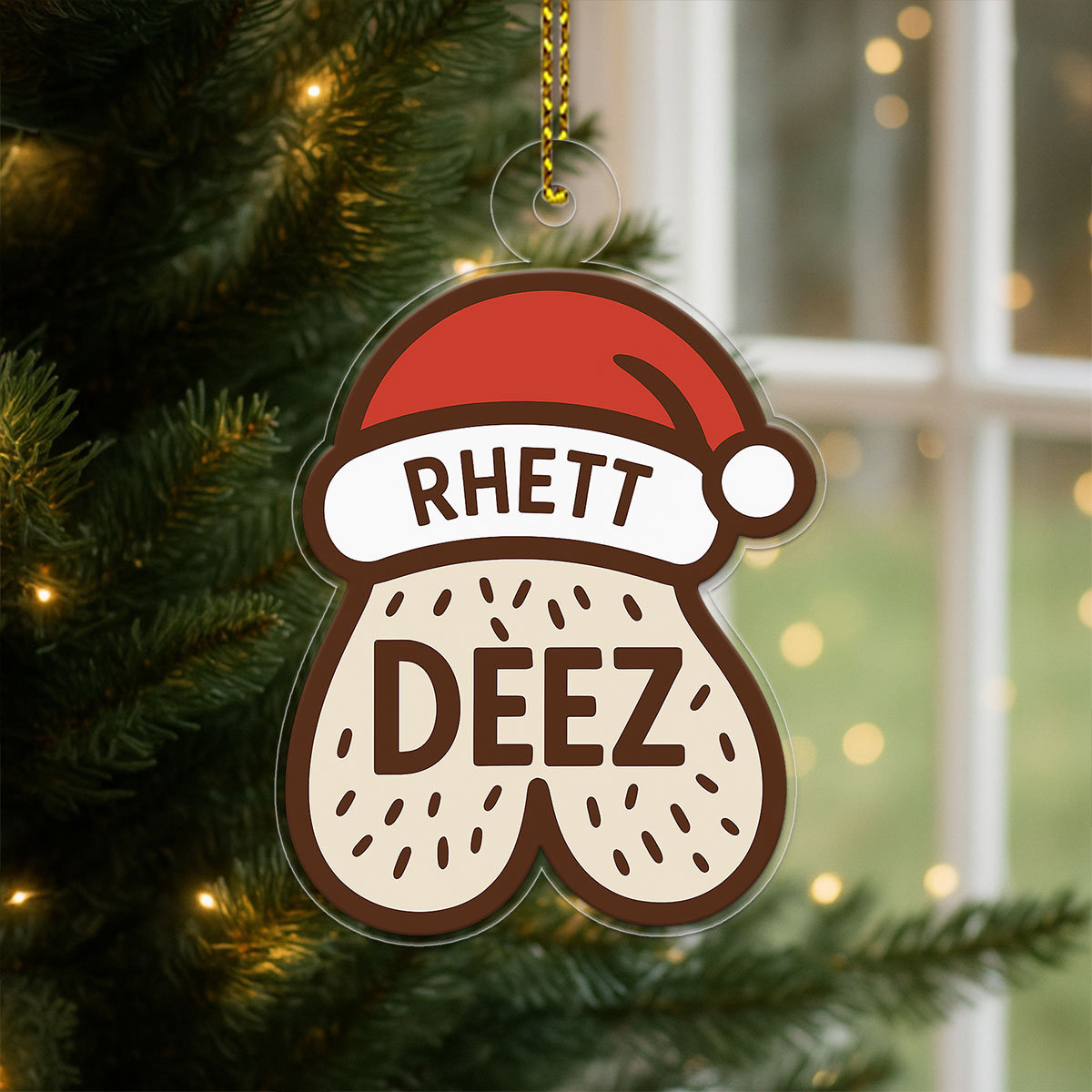 Personalized Funny Deez Nuts Ornament, Custom Gag Christmas Ornament, Adult Humor Ornament, Holiday Joke Decoration, Meme Gift for Friends