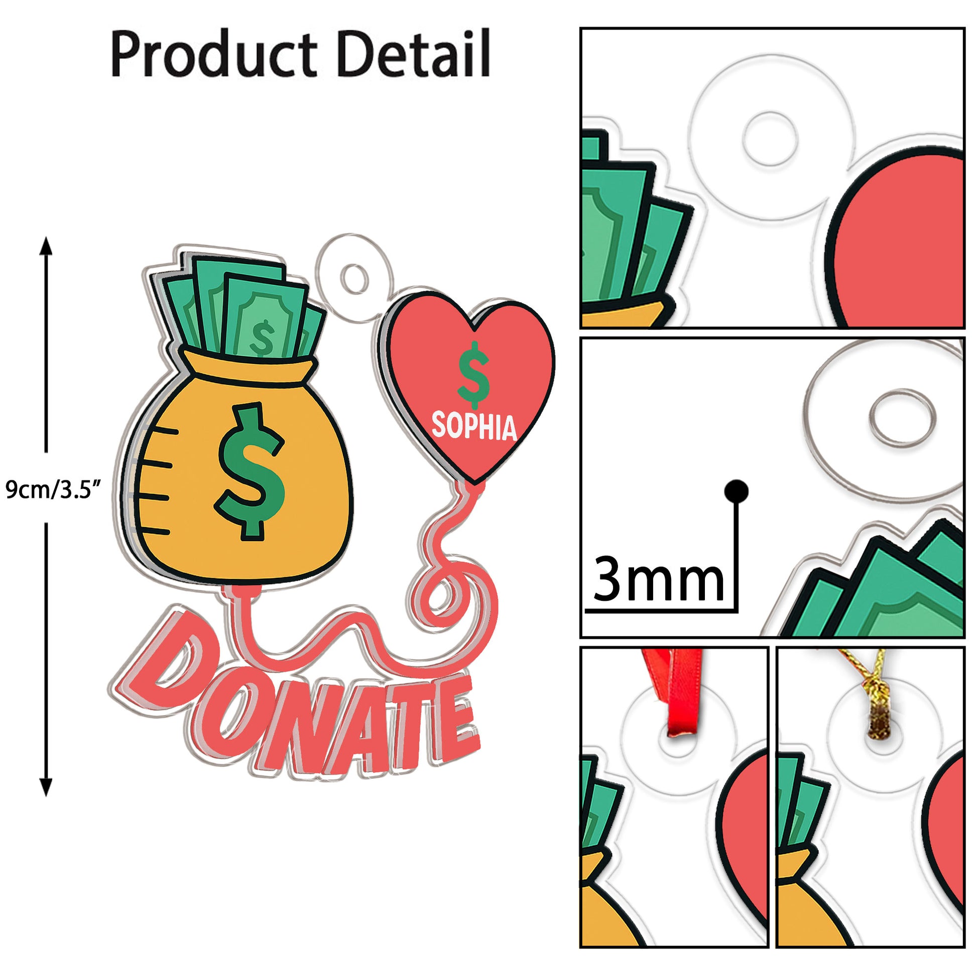 Personalized Donate Money Ornament, Custom Funny Christmas Ornament, Charity Gift Ornament, Holiday Humor Decoration, Unique Keepsake
