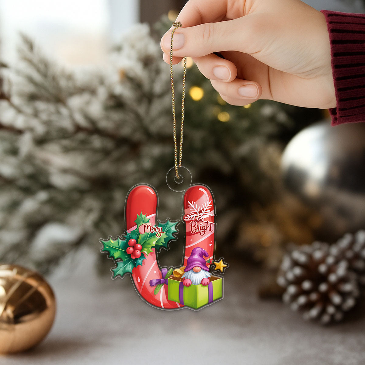 Ornament Christmas Initial Letter U Acrylic copy Acrylic Ornament Christmas Gift
