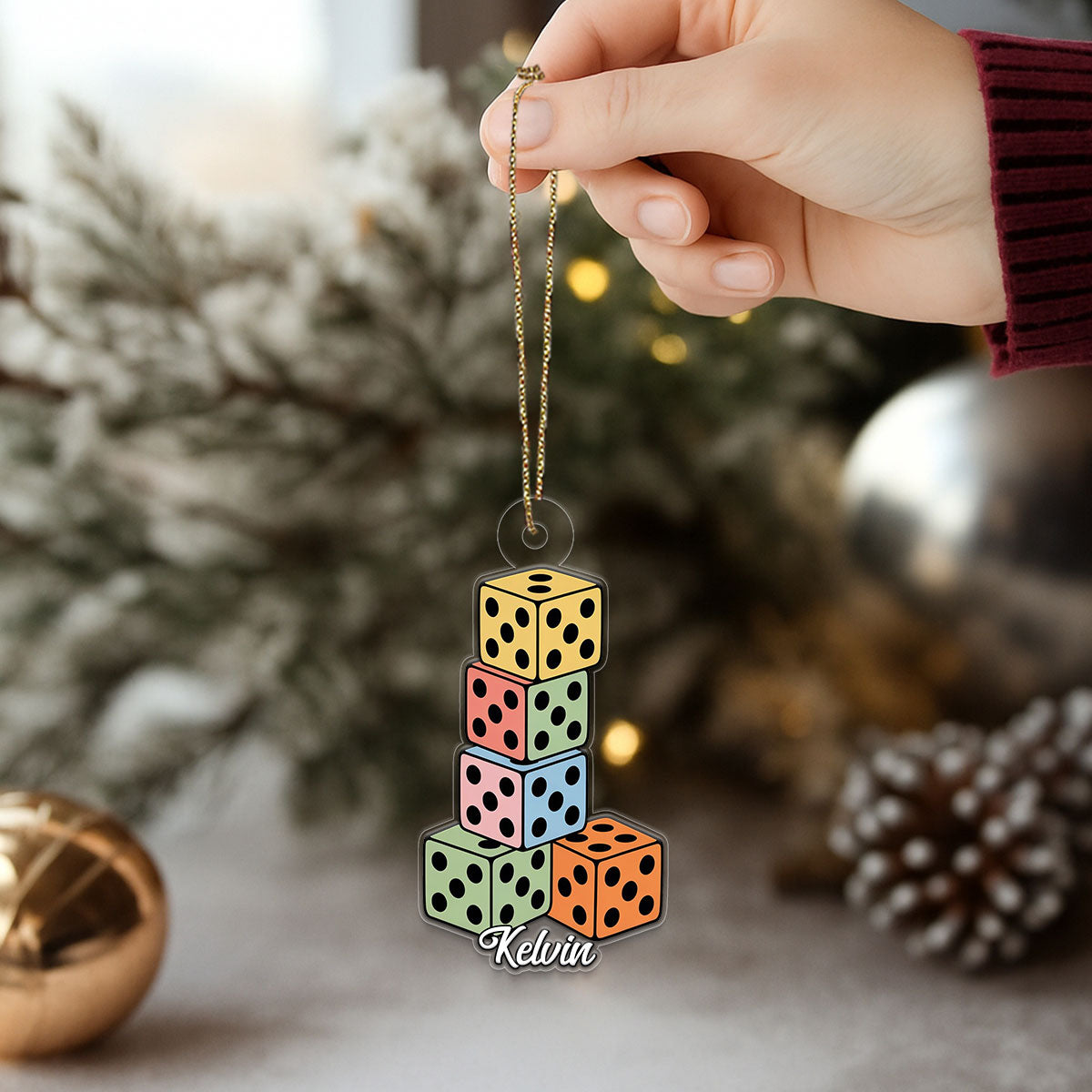 Personalized Dices Ornament, Custom Casino Christmas Ornament, Board Game Lover Gift, Holiday Gaming Decoration, Unique Xmas Keepsake