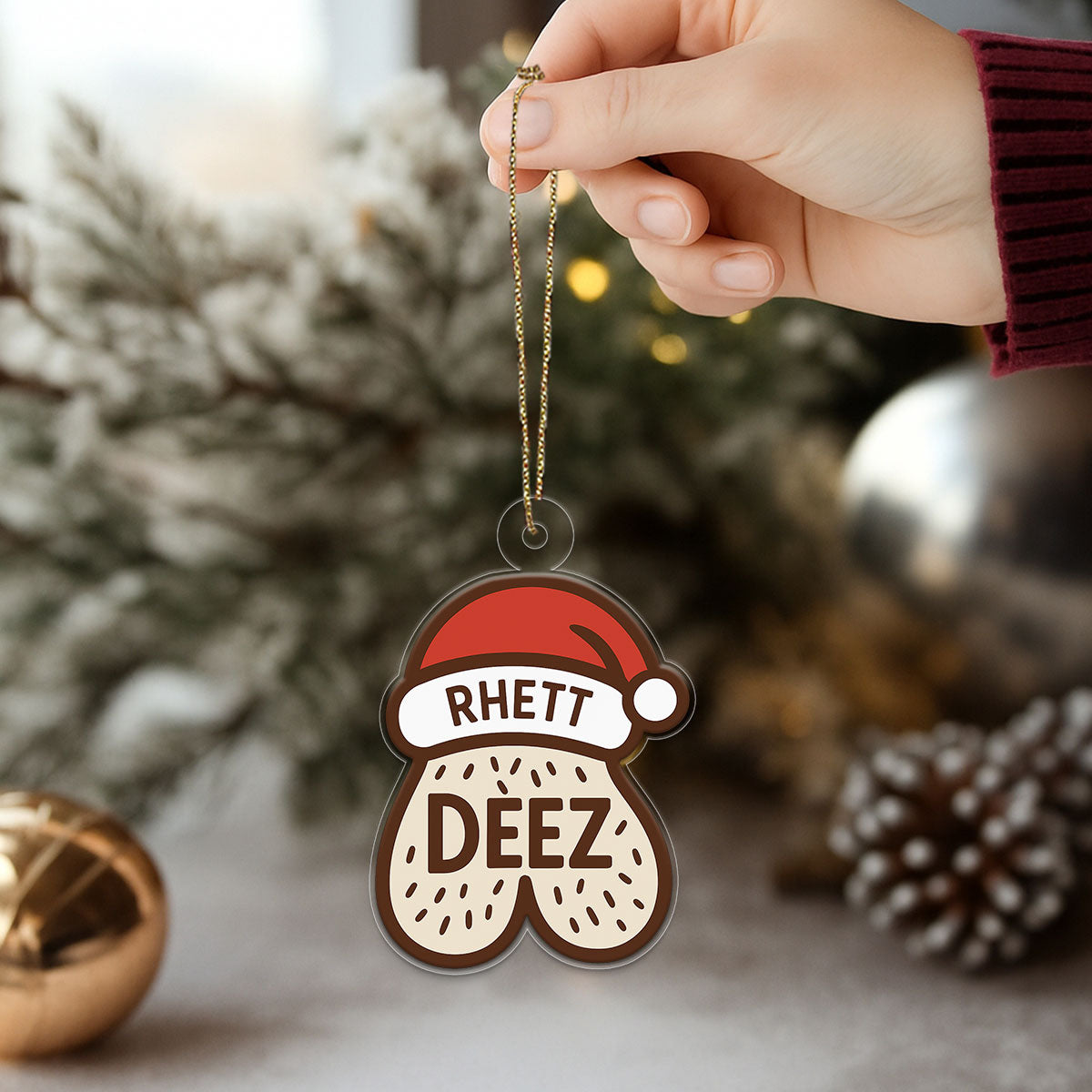 Personalized Funny Deez Nuts Ornament, Custom Gag Christmas Ornament, Adult Humor Ornament, Holiday Joke Decoration, Meme Gift for Friends