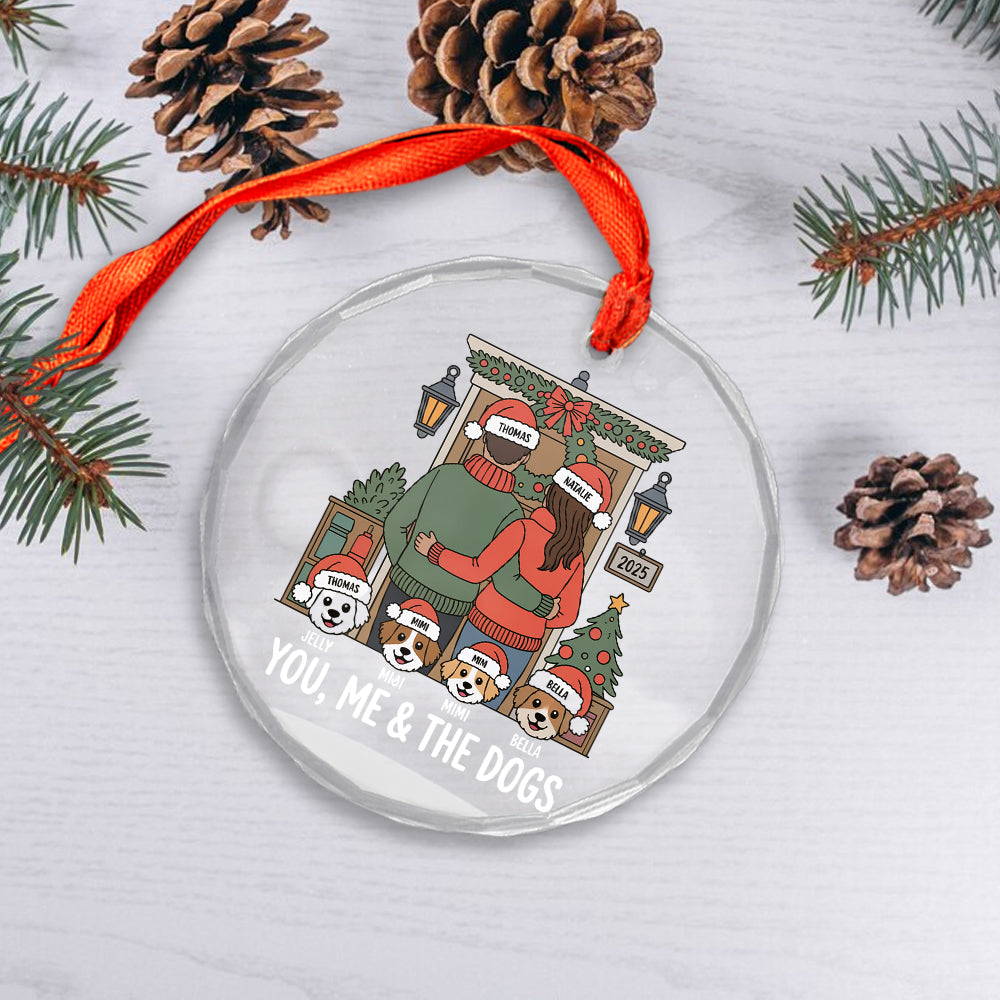 Personalized Farmhouse Couple Christmas Ornament with Optional Pet Dog Cat2