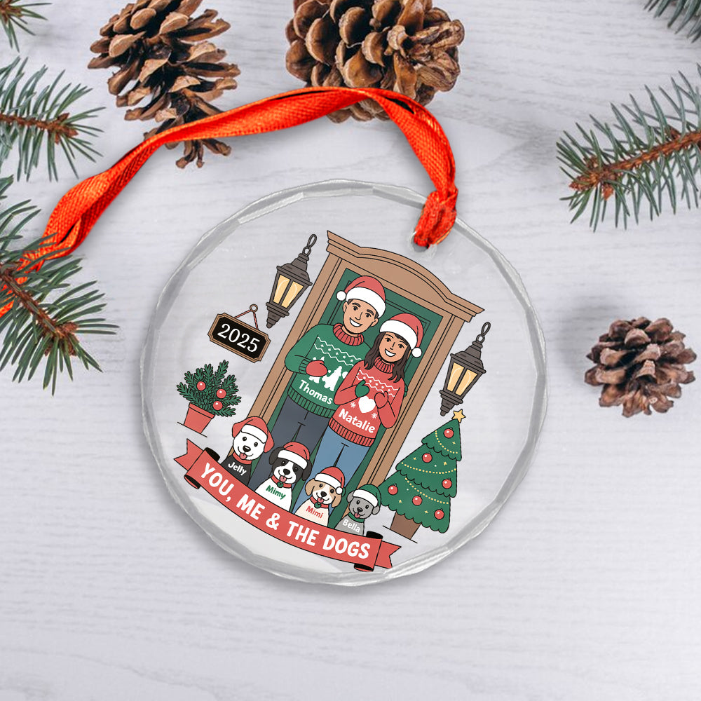 Personalized Farmhouse Couple Christmas Ornament with Optional Pet Dog Cat