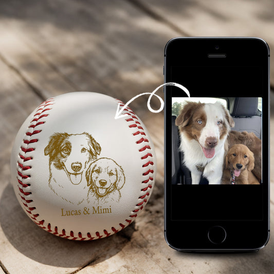 Custom Dog Photo Baseball Gift, Engraved Pet Portrait Photo Baseball Ball, Dog Memorial Keepsake TNBA031
