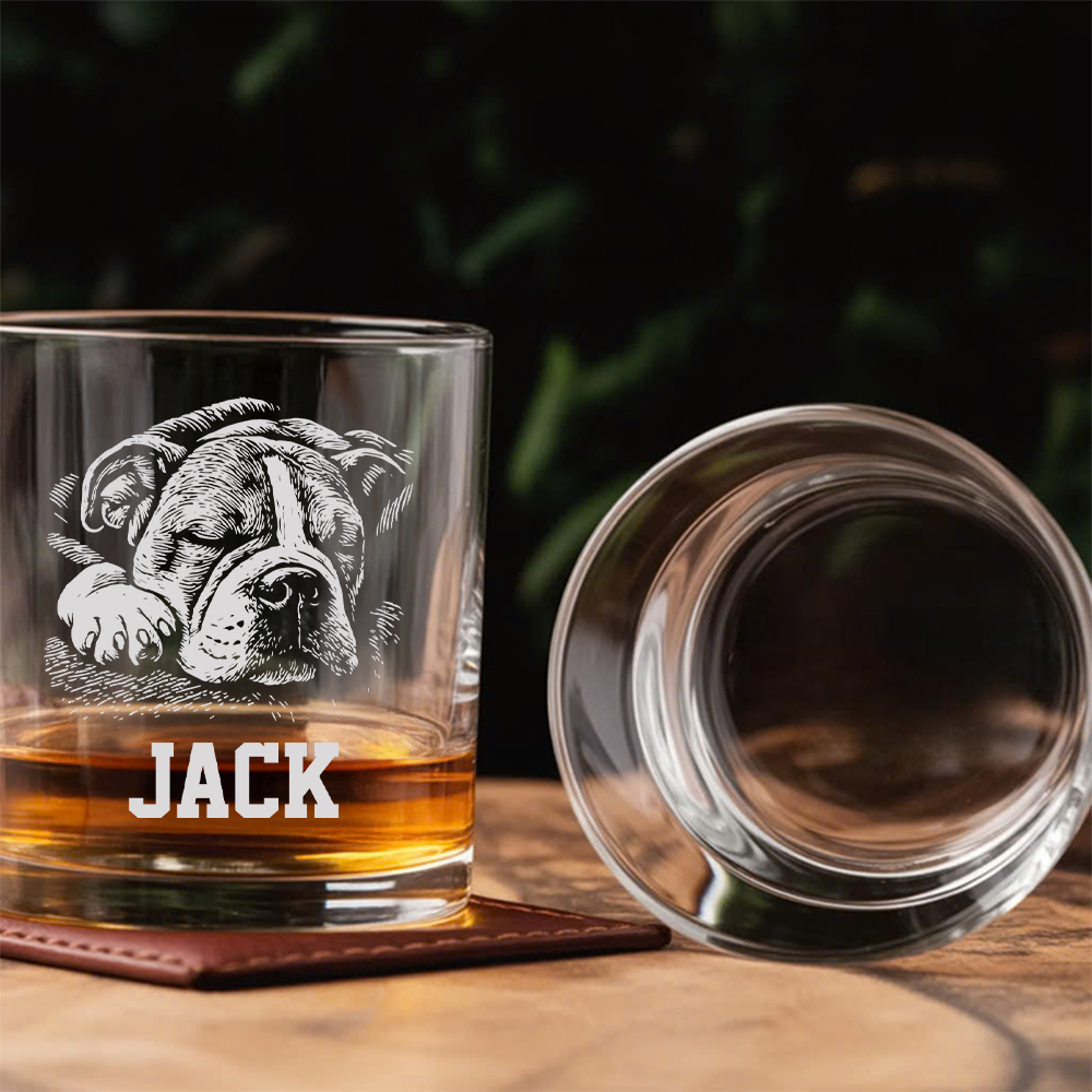 Custom Pet Portrait Whiskey Glass, Engraved Dog Portrait Gift, Pet Photo on Glass, Gift For Dog Lover TNNGL41