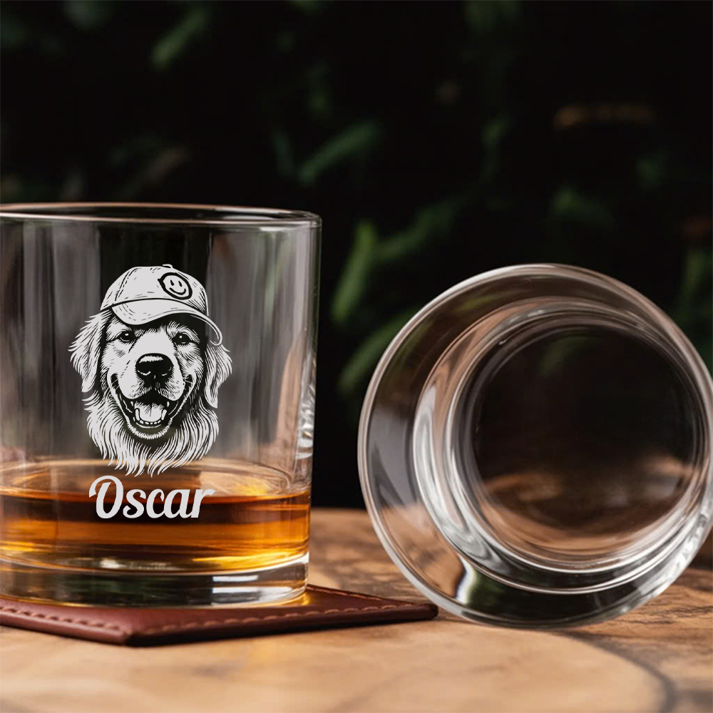 Custom Pet Portrait Whiskey Glass, Engraved Dog Portrait Gift, Pet Photo on Glass, Gift For Dog Lover TNNGL43