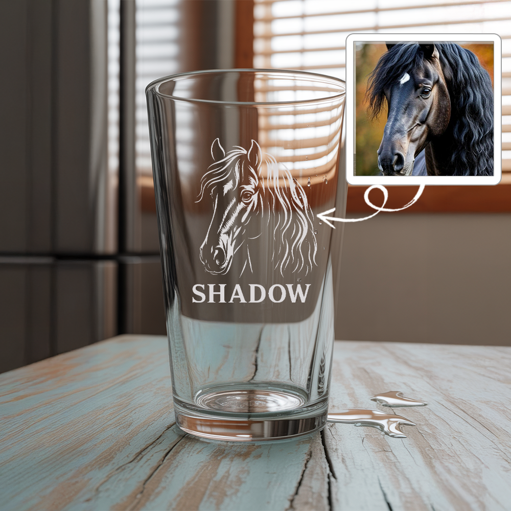 Custom Photo Horse Beer Pint Glass – Unique Keepsake for Horse Moms & Dads THUC99H04