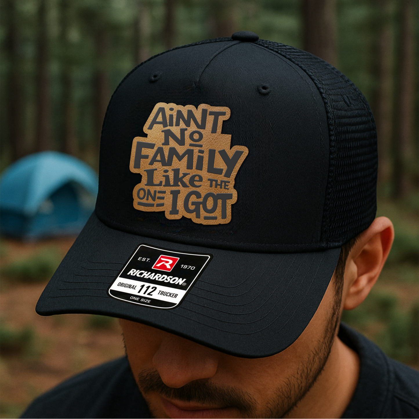 Family Trucker Hat – “Ain’t No Family Like the One I Got” Rustic Patch Cap for Reunions & Everyday Wear VHA163
