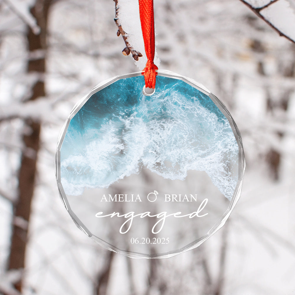 Custom Name And Date Engaged Weding Ocean Design