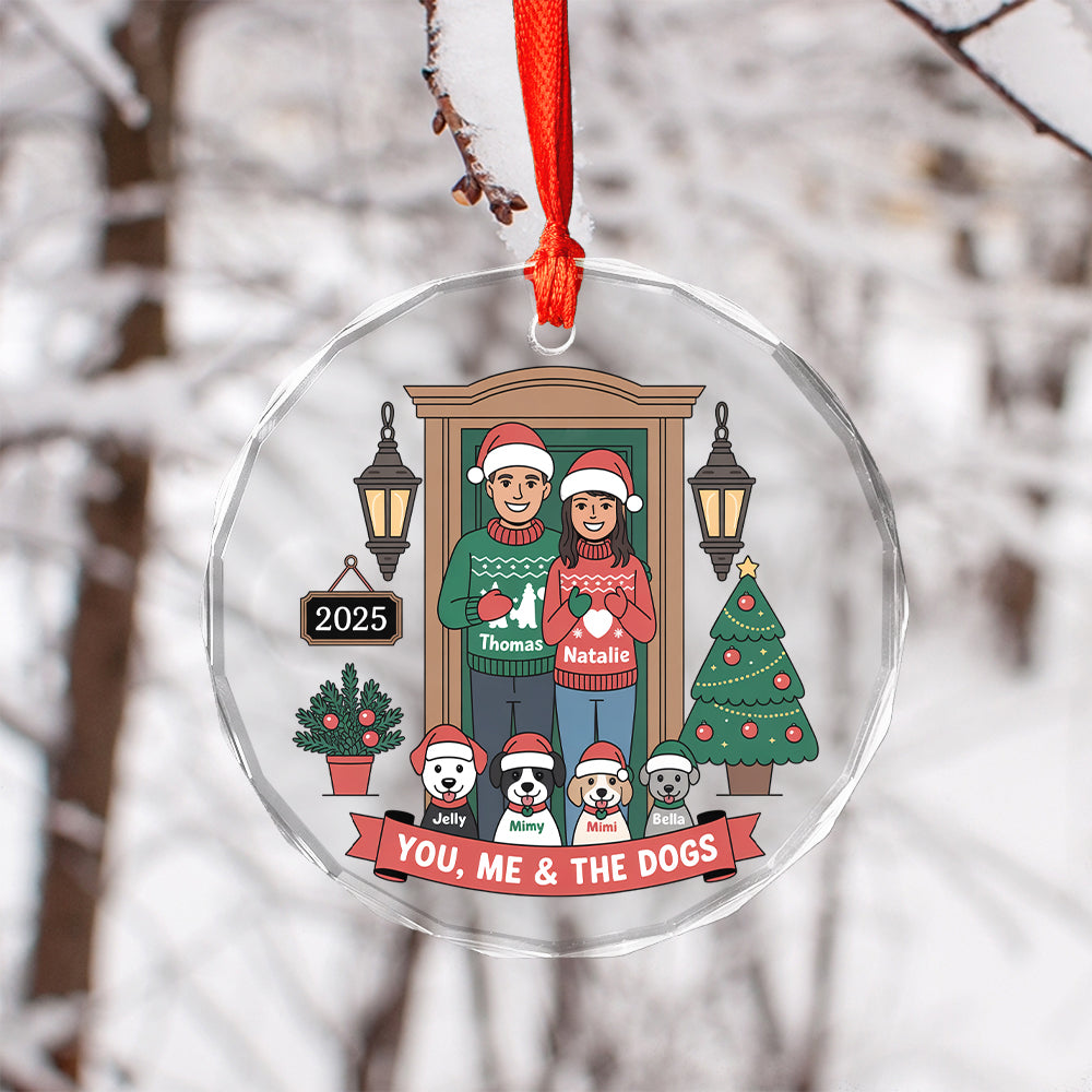 Personalized Farmhouse Couple Christmas Ornament with Optional Pet Dog Cat