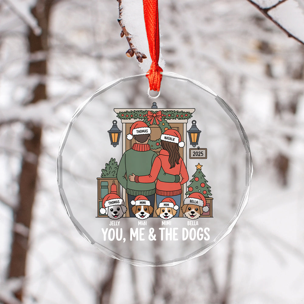 Personalized Farmhouse Couple Christmas Ornament with Optional Pet Dog Cat2