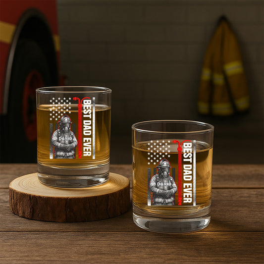 Personalized Firefighter Best Dad Ever Decanter, Gift For Fireman Decanter With Whiskey Glasses Set, First Responder Gift TNN026