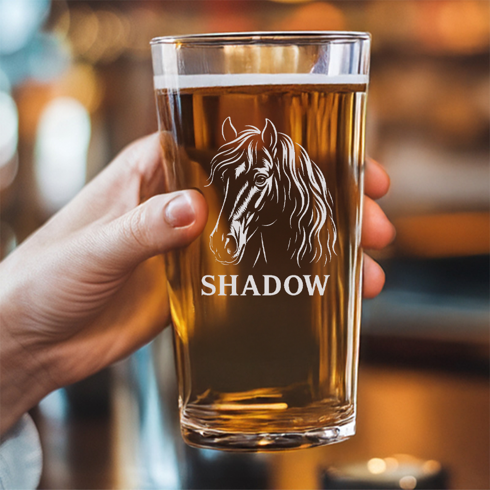 Custom Photo Horse Beer Pint Glass – Unique Keepsake for Horse Moms & Dads THUC99H04