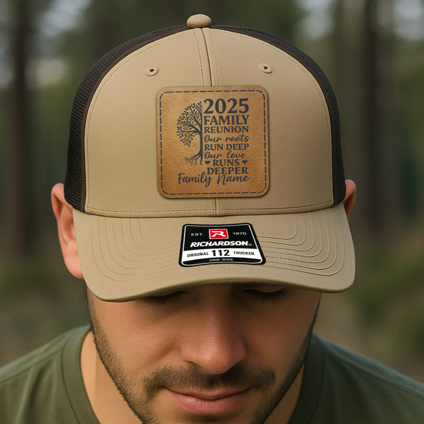 Custom Family Trucker Hat – “Our Roots Run Deep, Our Love Runs Deeper” 2025 Reunion Cap with Personalized Family Name VHA163