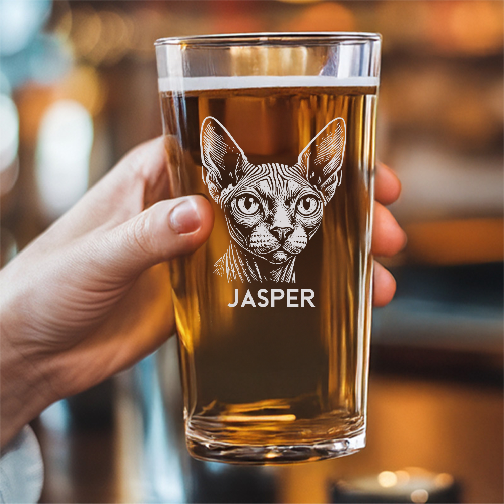 Custom Photo Cat Beer Glasses | Custom Pint Glass with Your Cat's Photo | Personalized Gift for Pet Owners TNNGL23