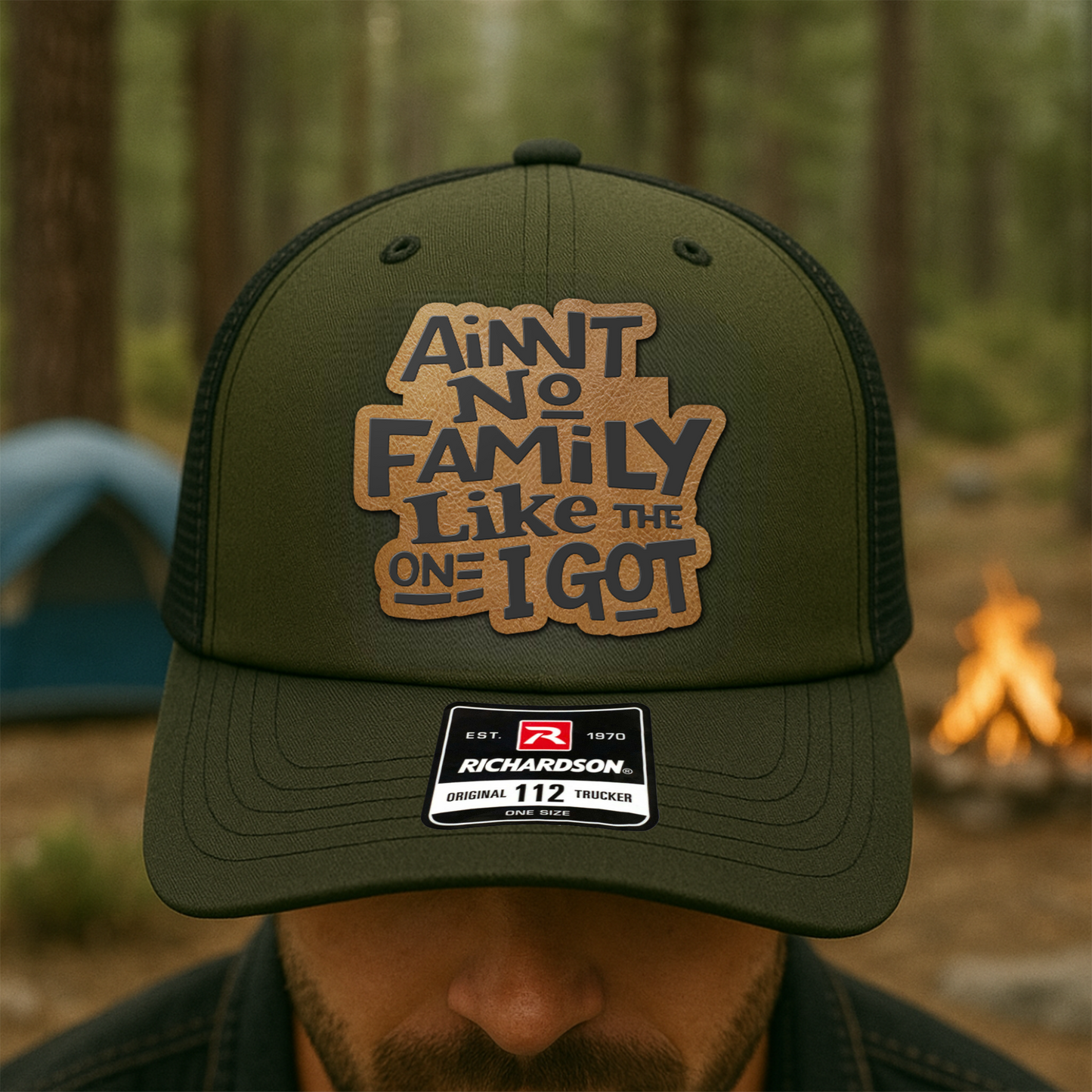 Family Trucker Hat – “Ain’t No Family Like the One I Got” Rustic Patch Cap for Reunions & Everyday Wear VHA163