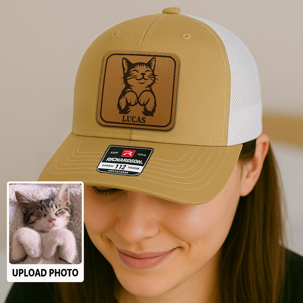 Custom Cat Photo Trucker Hat | Personalized Cat Photo Hat For Cat Owners | Cat Lovers Gift TNGANSP039
