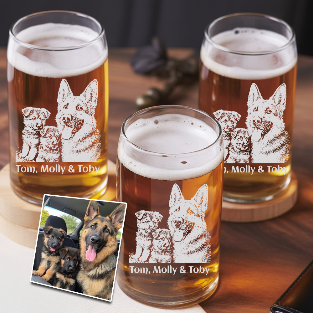 Custom Photo Pet Memorial Beer Glasses | Personalized Pet Photo Beer Can Glasses | Gift For Pet Lover TNNGL32